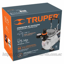 Cargar imagen en el visor de la galería, Compresor TRUPER de Diafragma para Aerógrafo, 1/5 HP, 110V. Importadora Marvin