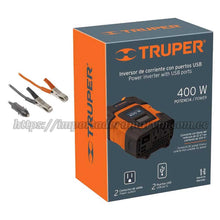 Cargar imagen en el visor de la galería, Inversor TRUPER 400 Convierte Corriente de Auto a Doméstica. Importadora Marvin