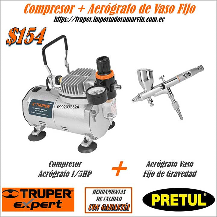 Combo Compresor y Aerógrafo Ofertas. Importadora Marvin Herramientas