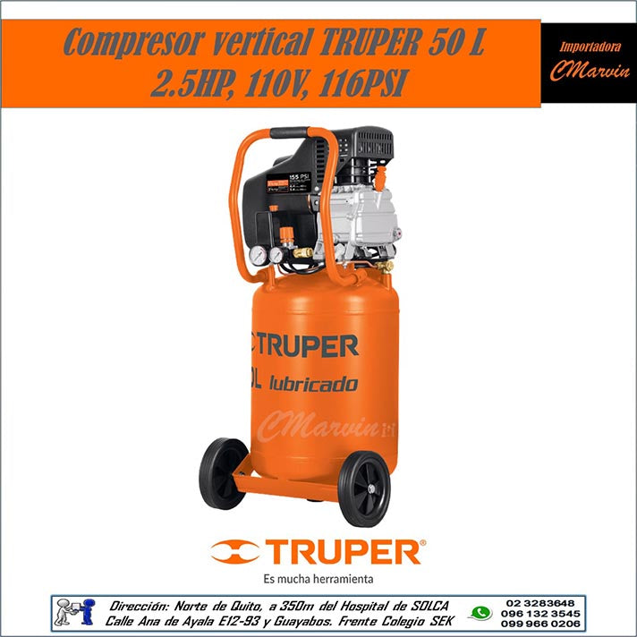 Compresor TRUPER Vertical 50 Litros, 2.5HP