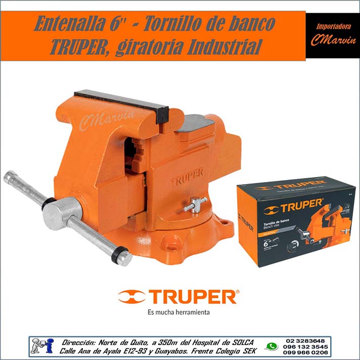Entenalla 6″ TRUPER. Tornillo de Banco Giratoria Industrial