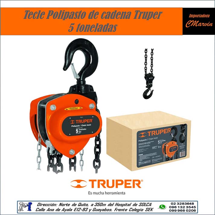 Tecle TRUPER Polipasto de Cadena 5 TON