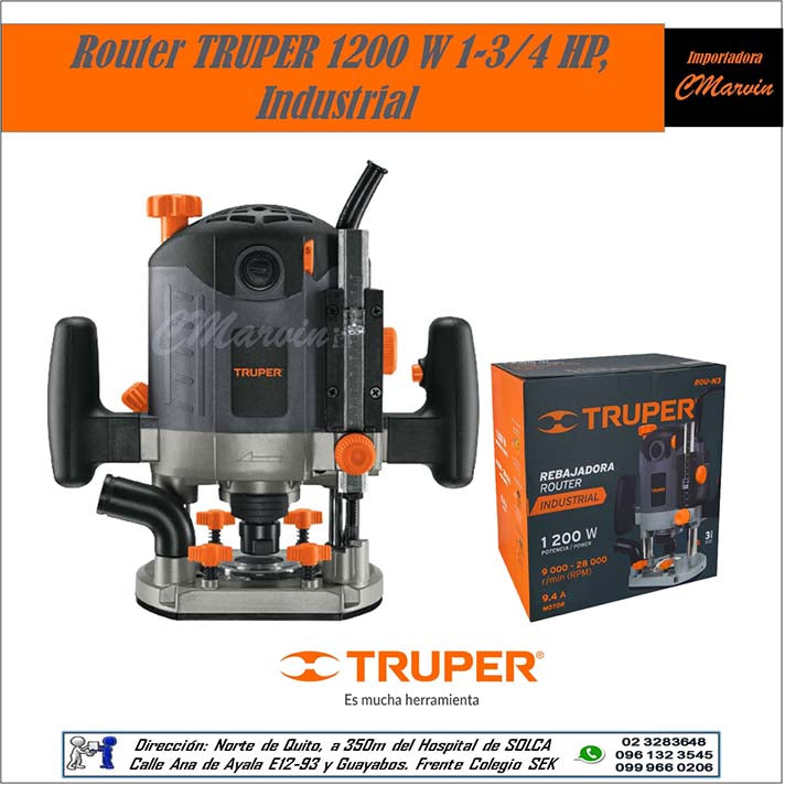 Tupi TRUPER, Router 1200W 1-3/4 HP, Industrial